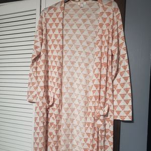LuLaRoe Geometric Coral Long Cardigan/Duster XL